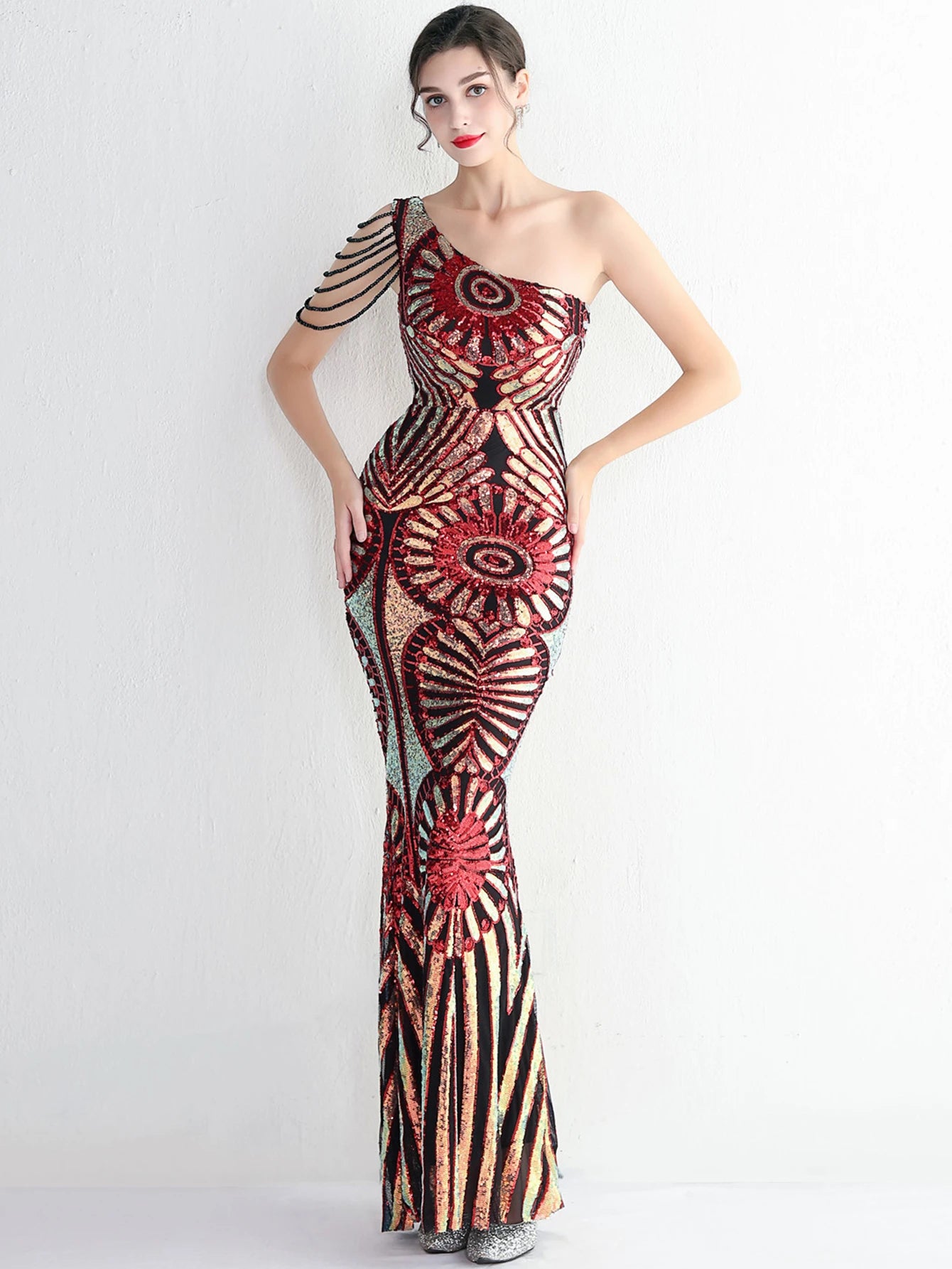 Elegant Luxury Backless Sequin Medium Stretch Birthday Party Maxi Dress