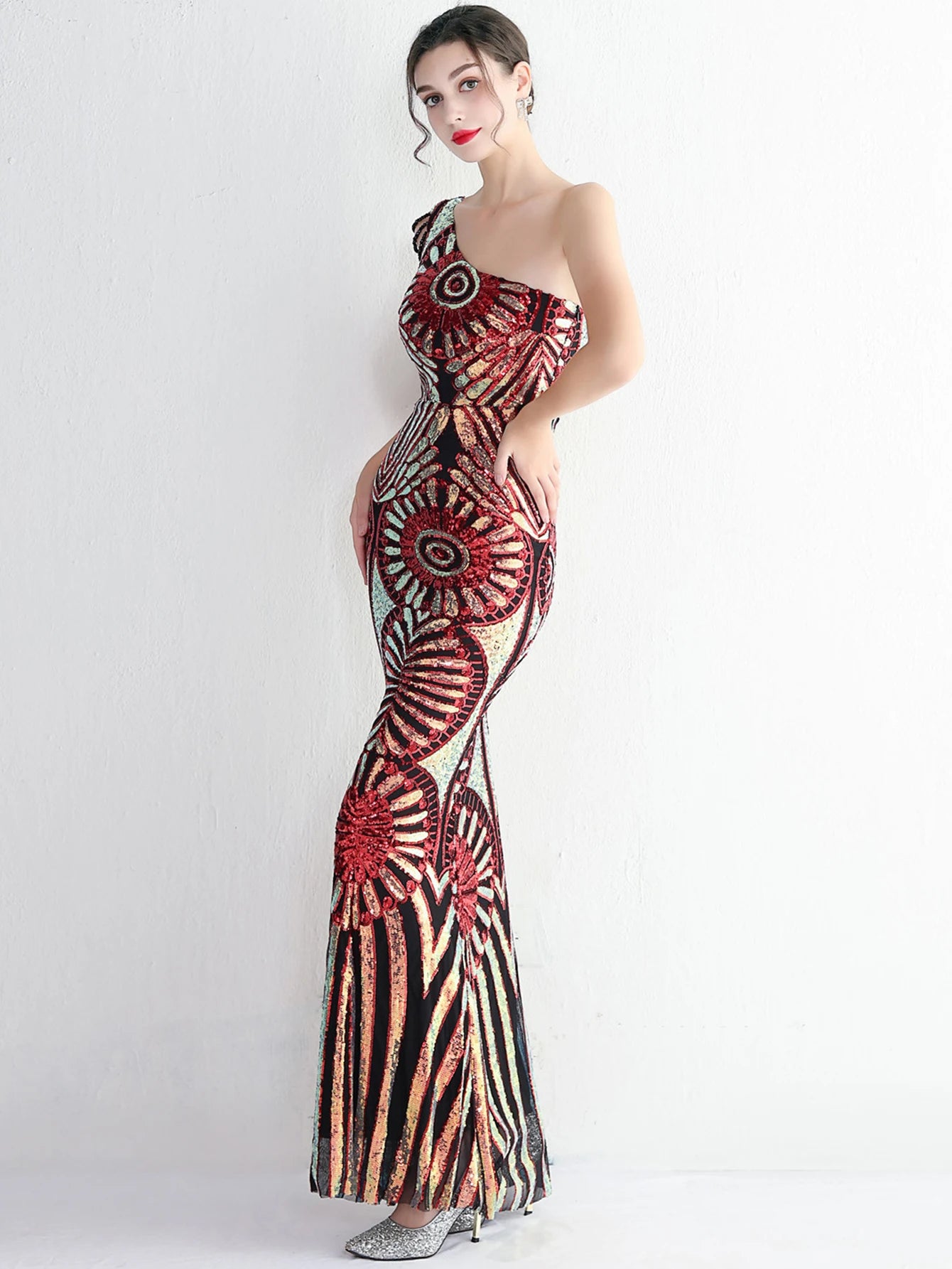 Elegant Luxury Backless Sequin Medium Stretch Birthday Party Maxi Dress