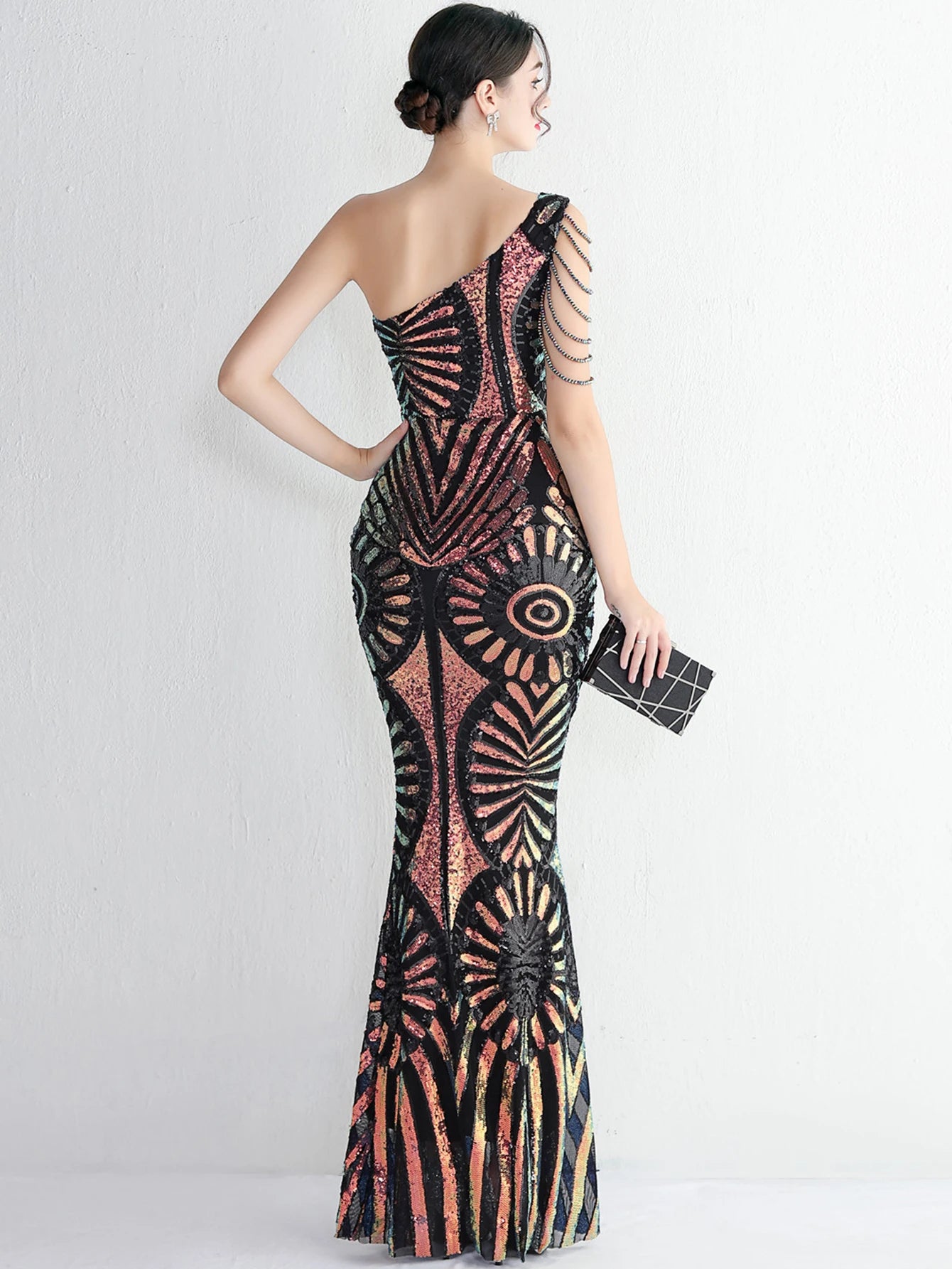 Elegant Luxury Backless Sequin Medium Stretch Birthday Party Maxi Dress