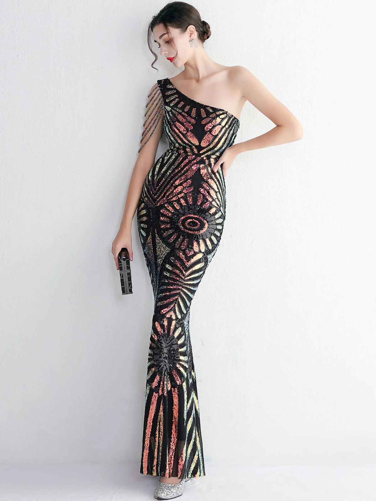 Elegant Luxury Backless Sequin Medium Stretch Birthday Party Maxi Dress