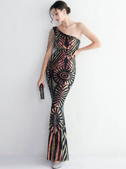 Elegant Luxury Backless Sequin Medium Stretch Birthday Party Maxi Dress