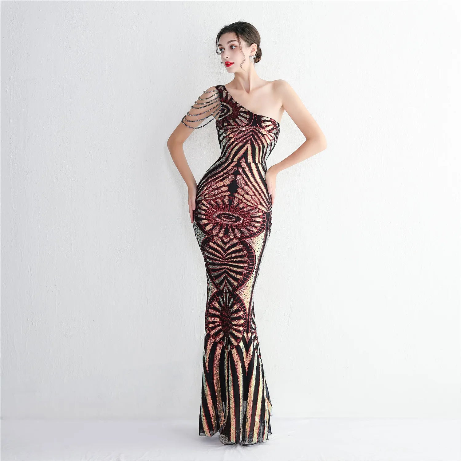 Elegant Luxury Backless Sequin Medium Stretch Birthday Party Maxi Dress