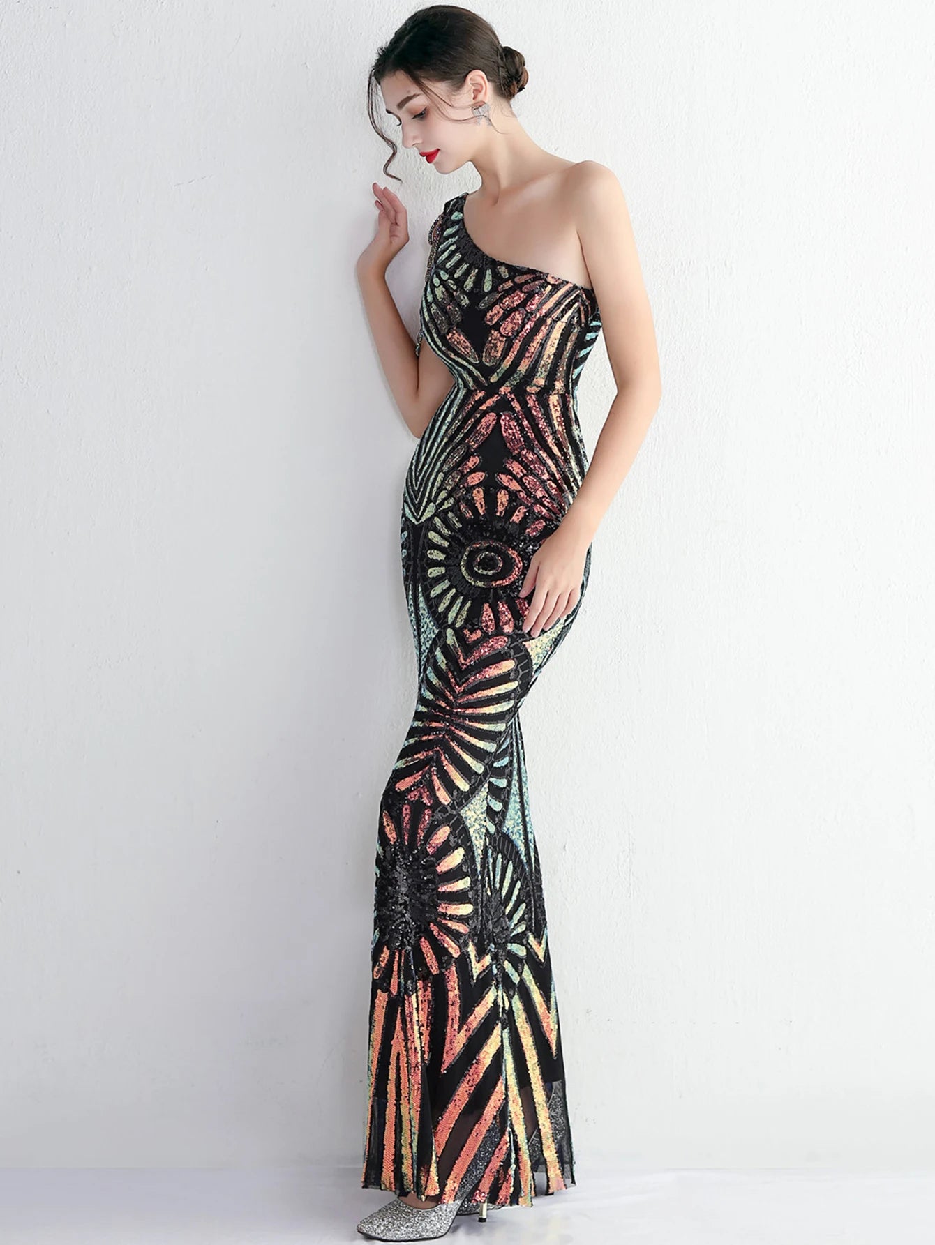 Elegant Luxury Backless Sequin Medium Stretch Birthday Party Maxi Dress