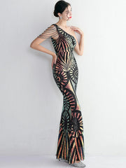 Elegant Luxury Backless Sequin Medium Stretch Birthday Party Maxi Dress