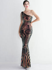 Elegant Luxury Backless Sequin Medium Stretch Birthday Party Maxi Dress