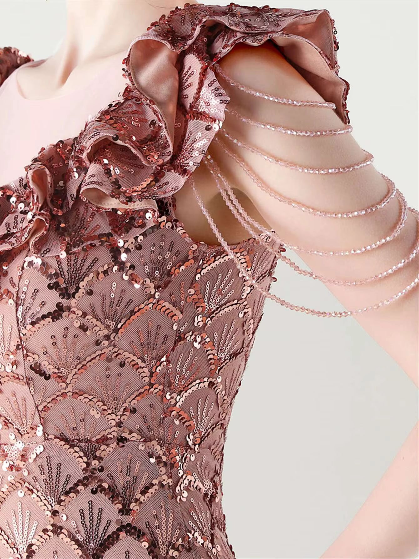 Luxury Solid Backless V-Neck Sequin zipper Party sleeveless Long Maxi Dresses