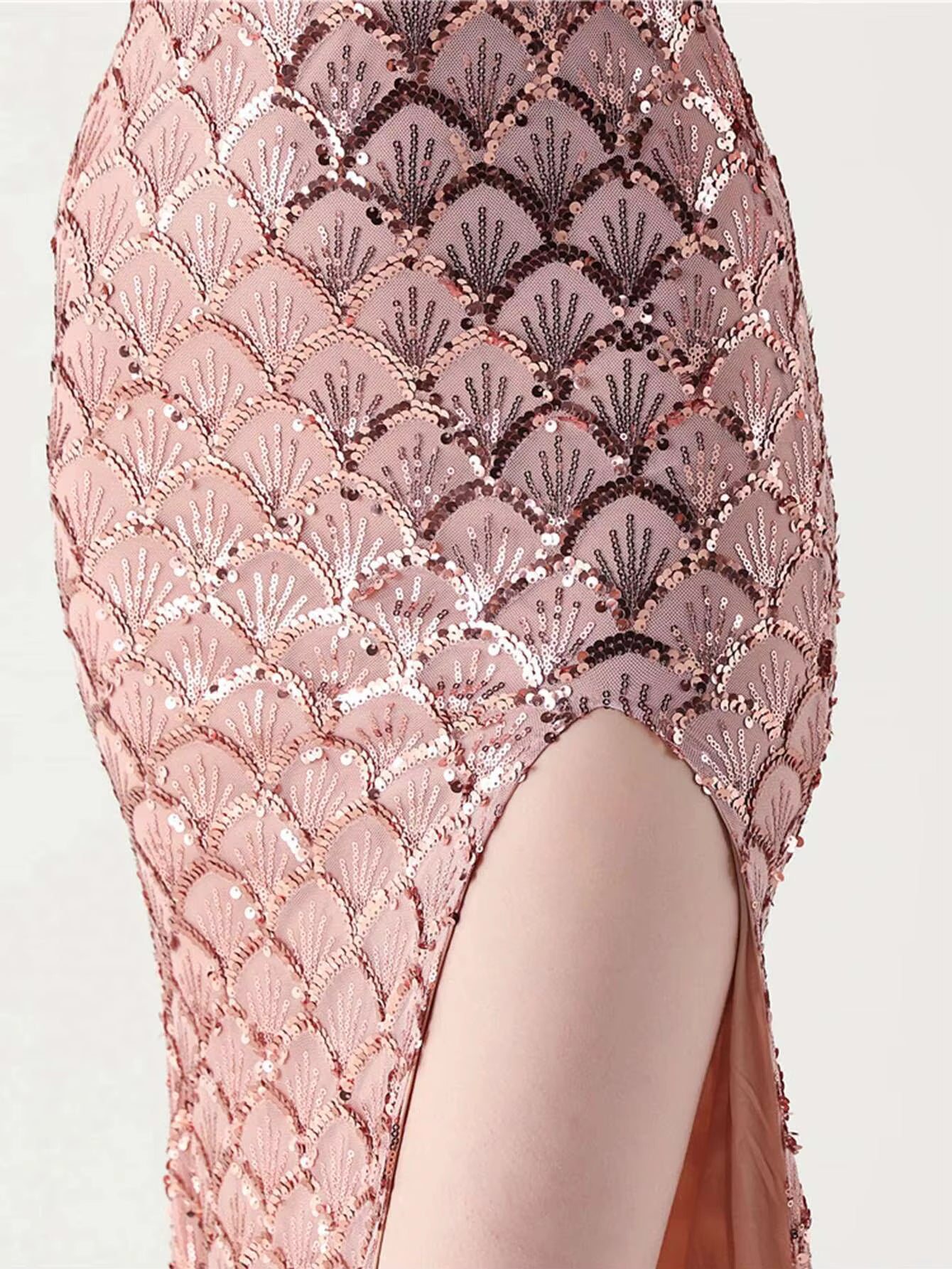 Luxury Solid Backless V-Neck Sequin zipper Party sleeveless Long Maxi Dresses
