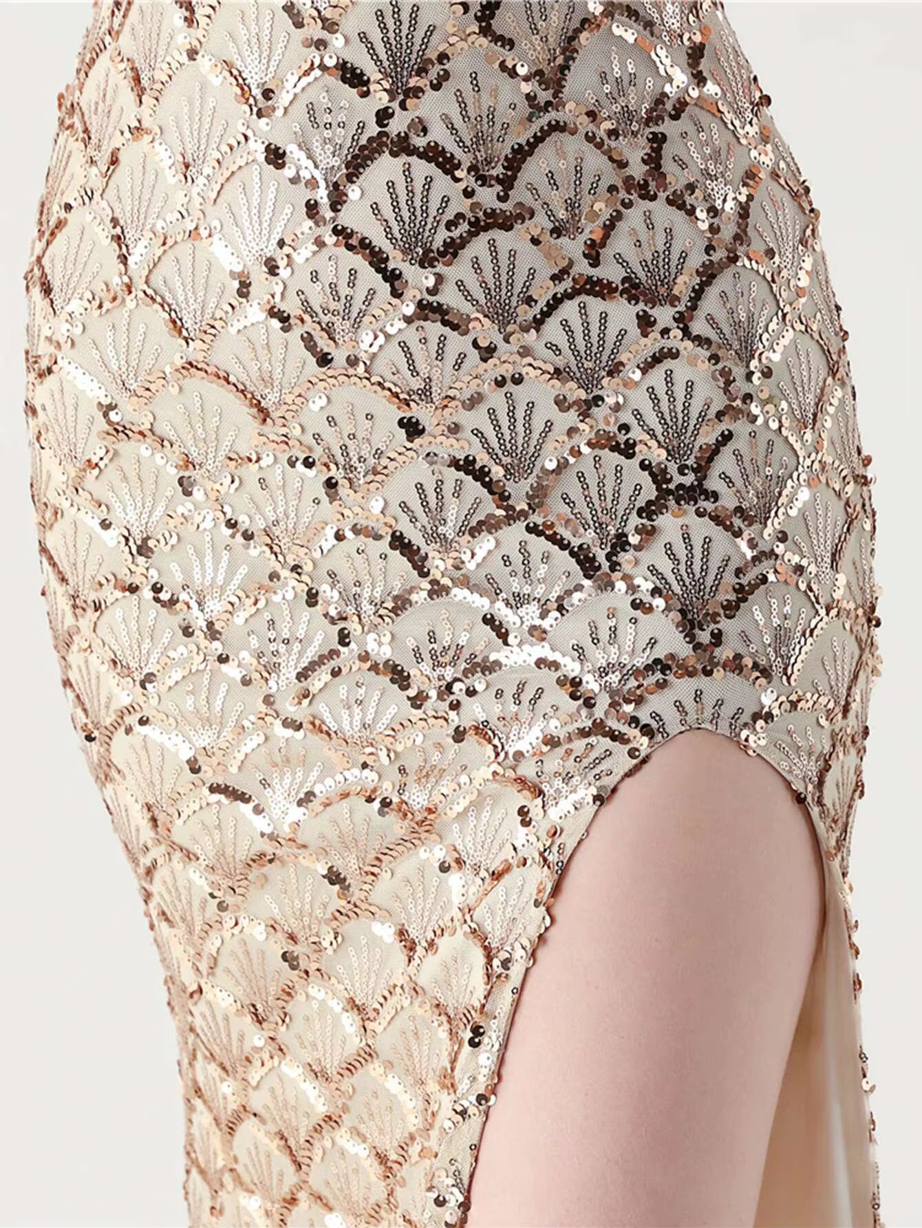 Luxury Solid Backless V-Neck Sequin zipper Party sleeveless Long Maxi Dresses
