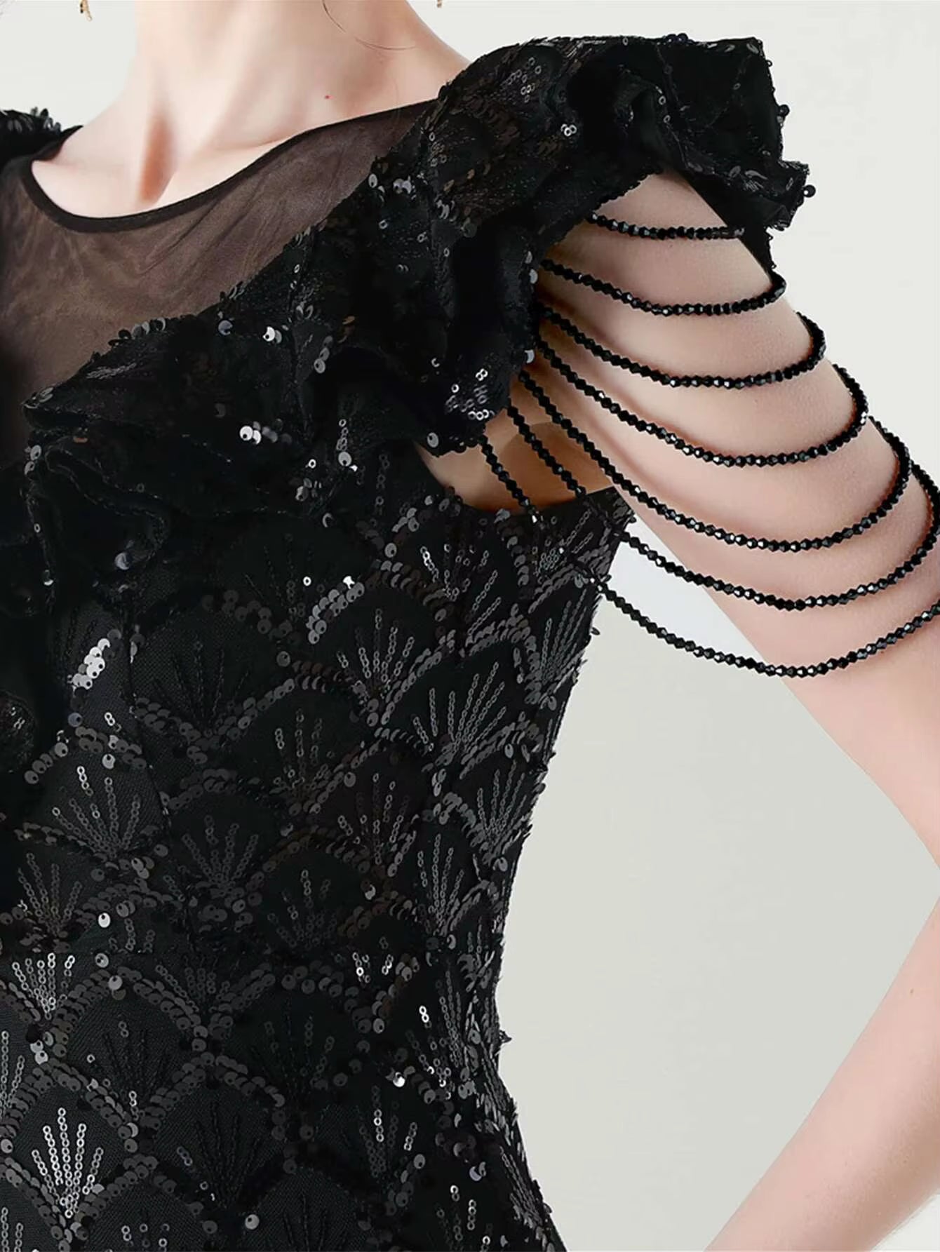 Luxury Solid Backless V-Neck Sequin zipper Party sleeveless Long Maxi Dresses