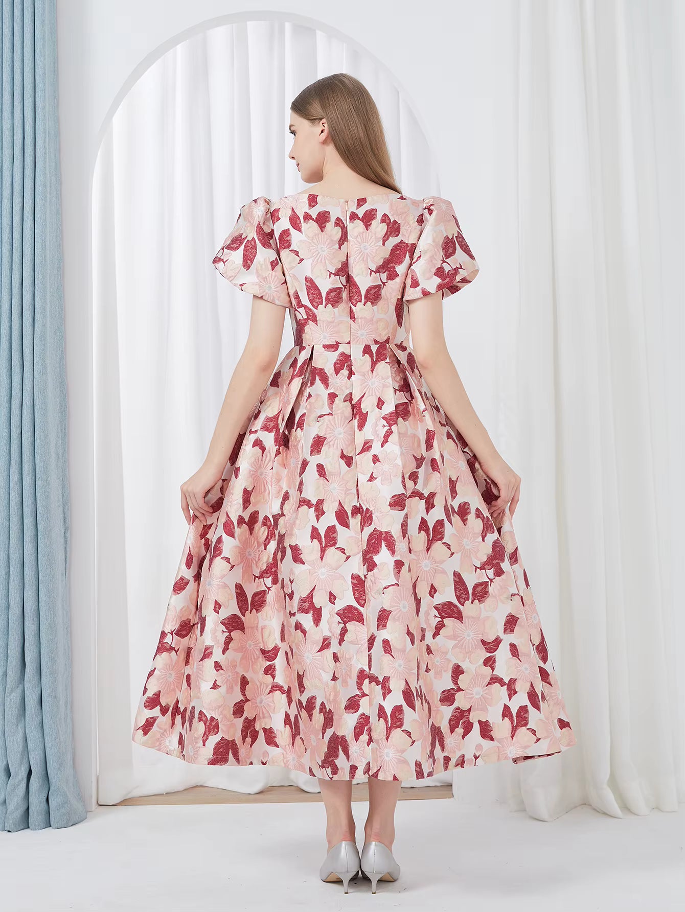 Elegant Luxury Floral Print Embroidery Jacquard Party Maxi Dress