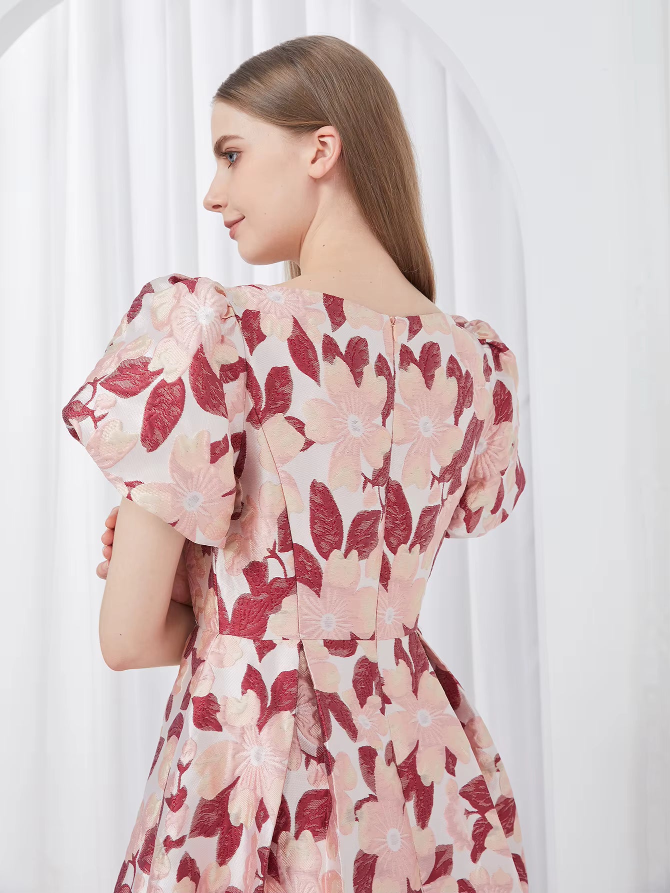 Elegant Luxury Floral Print Embroidery Jacquard Party Maxi Dress