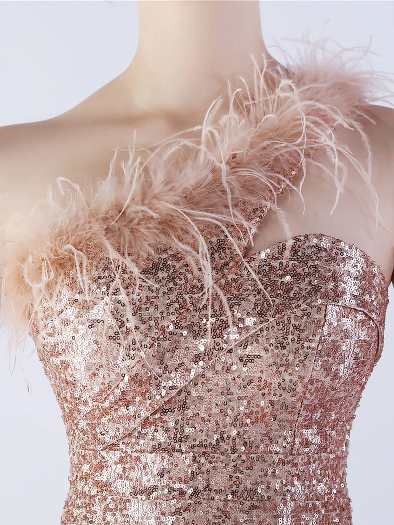 Elegant Luxury One-Shoulder Backless Sequin Maxi Party Prom Long Dress