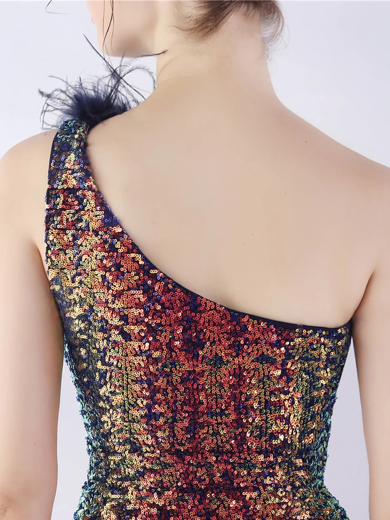 Elegant Luxury One-Shoulder Backless Sequin Maxi Party Prom Long Dress