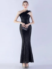 Elegant Luxury One-Shoulder Backless Sequin Maxi Party Prom Long Dress