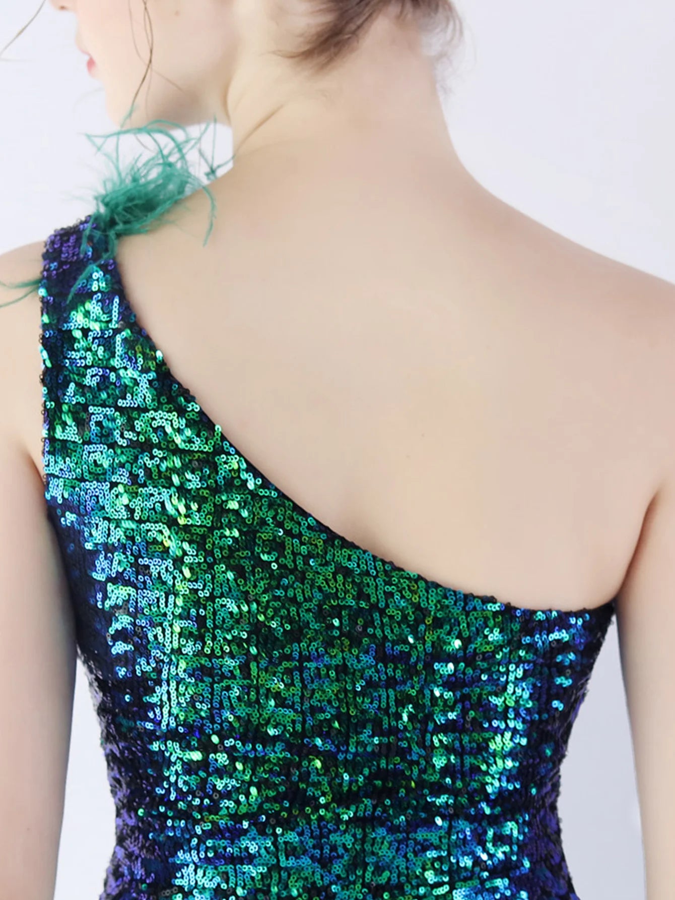 Elegant Luxury One-Shoulder Backless Sequin Maxi Party Prom Long Dress