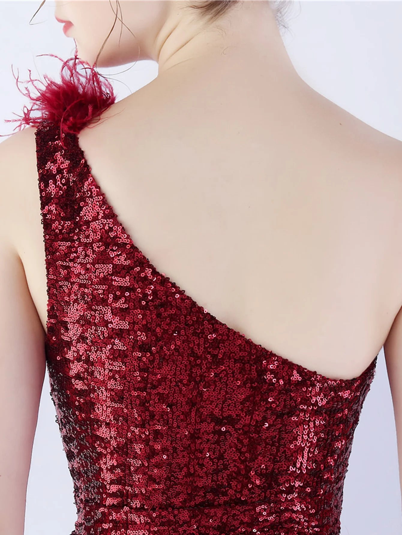 Elegant Luxury One-Shoulder Backless Sequin Maxi Party Prom Long Dress