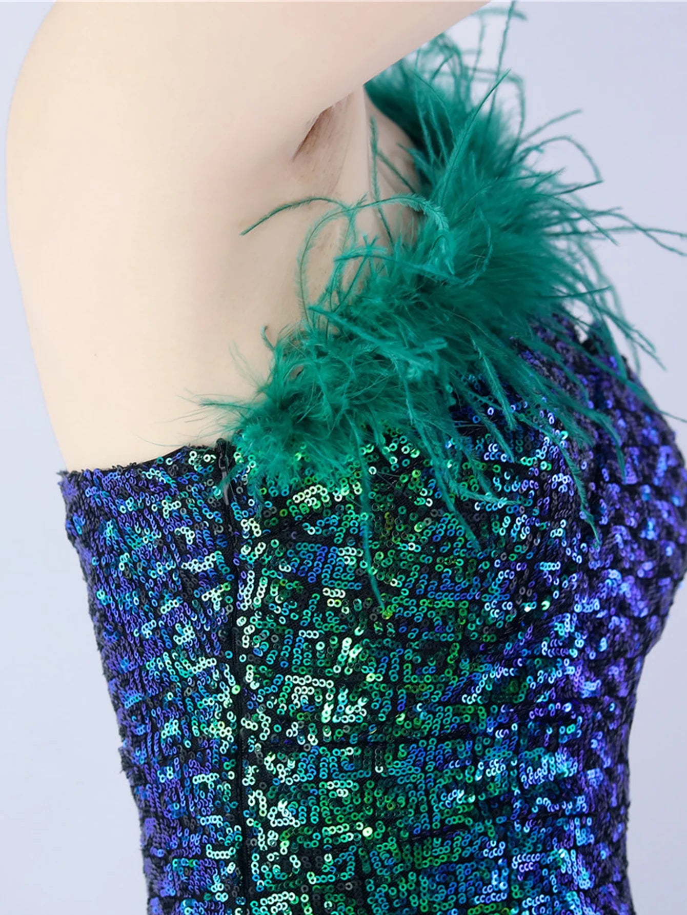 Elegant Luxury One-Shoulder Backless Sequin Maxi Party Prom Long Dress