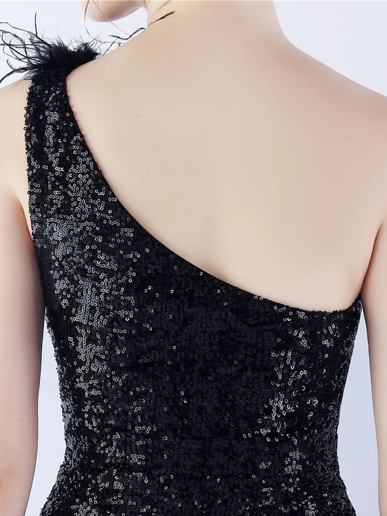Elegant Luxury One-Shoulder Backless Sequin Maxi Party Prom Long Dress