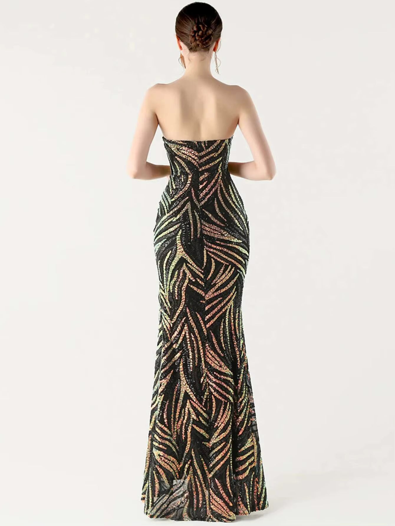 Elegant Luxury Rhinestone Backless Sequin Evening Party Long Maxi Dresses