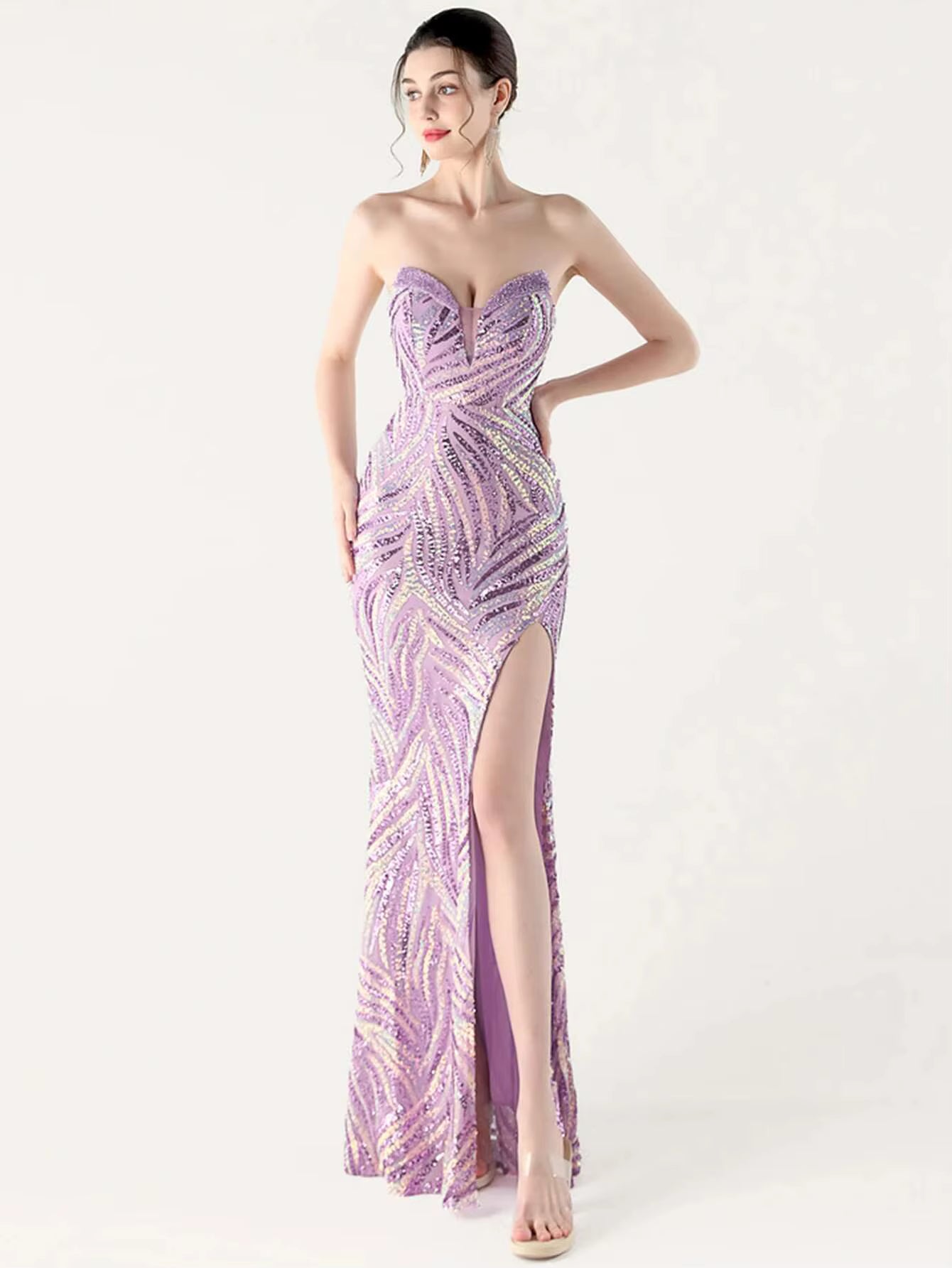 Elegant Luxury Rhinestone Backless Sequin Evening Party Long Maxi Dresses