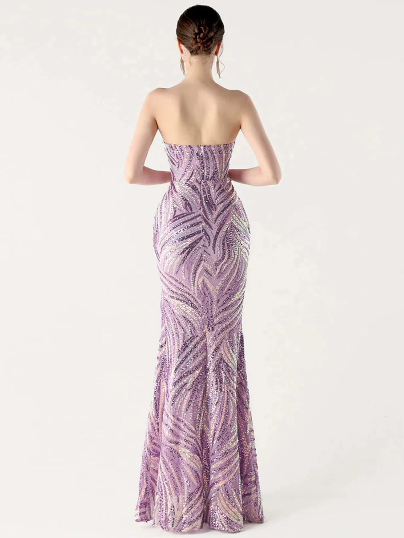 Elegant Luxury Rhinestone Backless Sequin Evening Party Long Maxi Dresses