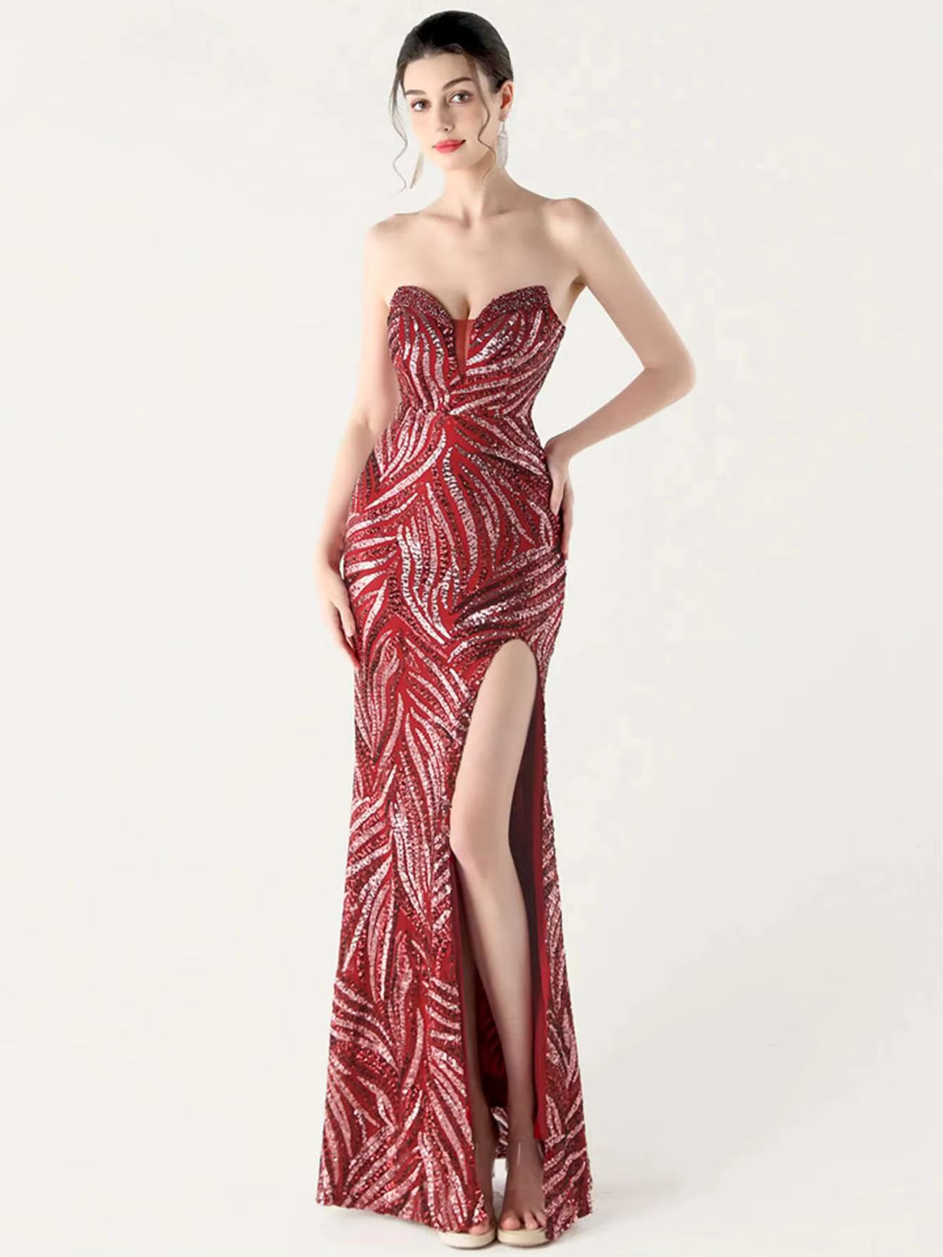 Elegant Luxury Rhinestone Backless Sequin Evening Party Long Maxi Dresses