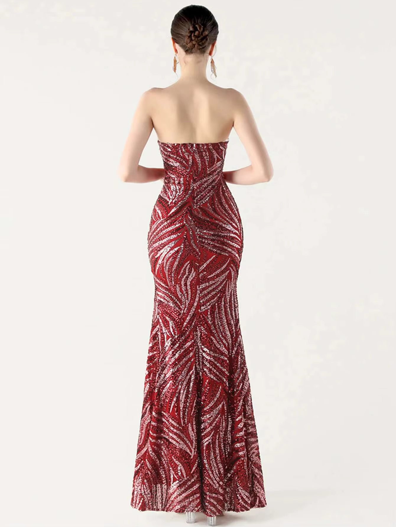 Elegant Luxury Rhinestone Backless Sequin Evening Party Long Maxi Dresses