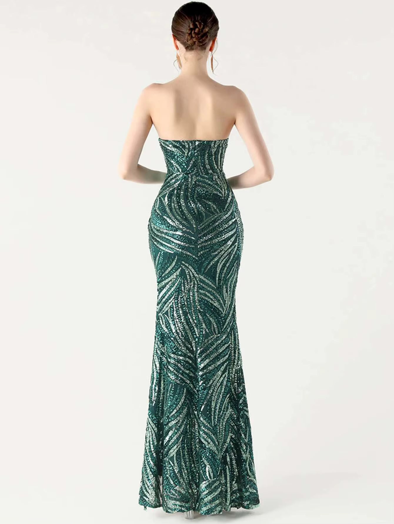 Elegant Luxury Rhinestone Backless Sequin Evening Party Long Maxi Dresses