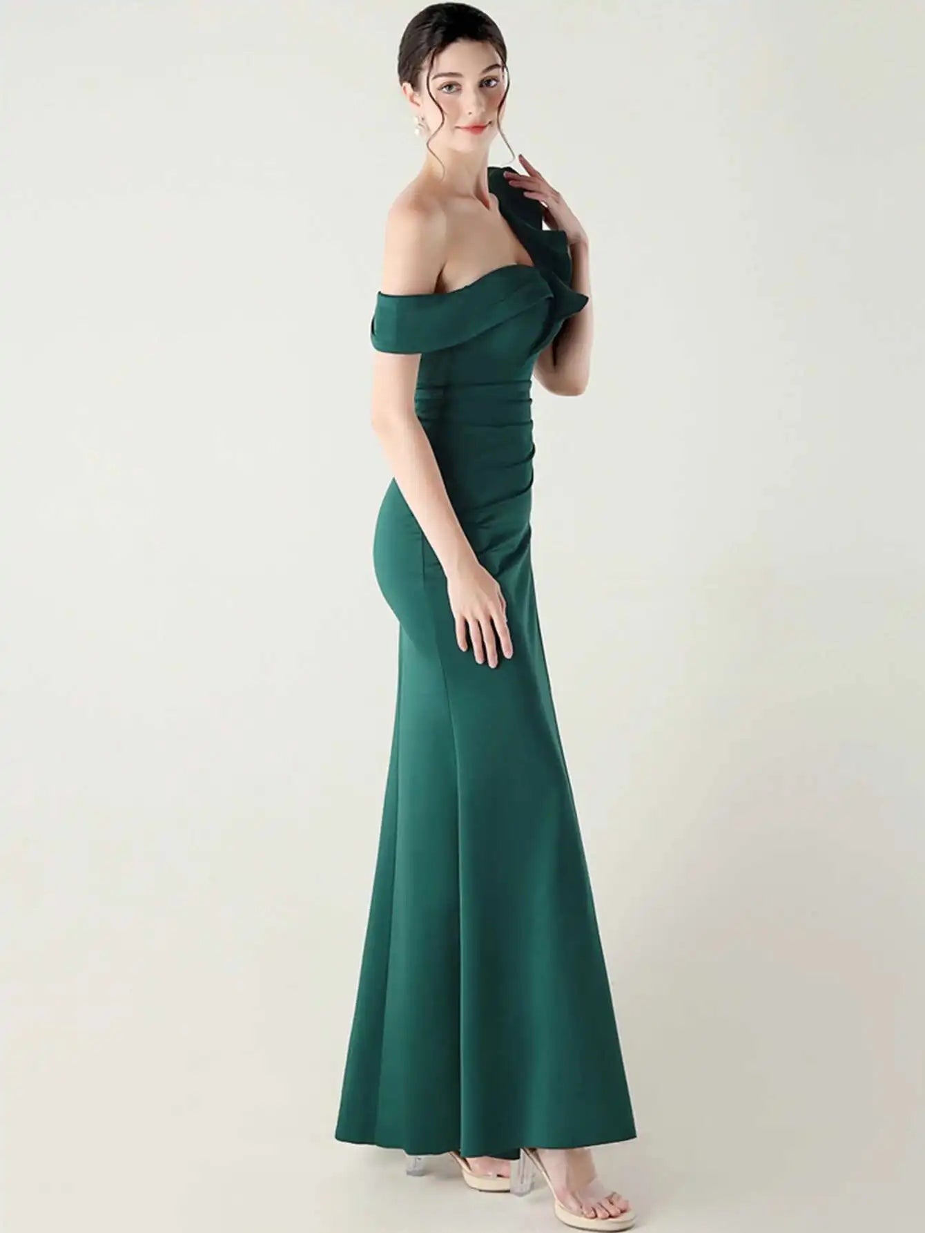 Elegant Luxury Rhinestone One-Shoulder Backless Evening Dresses