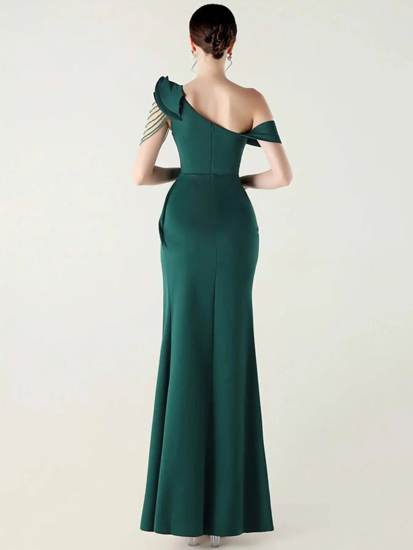 Elegant Luxury Rhinestone One-Shoulder Backless Evening Dresses