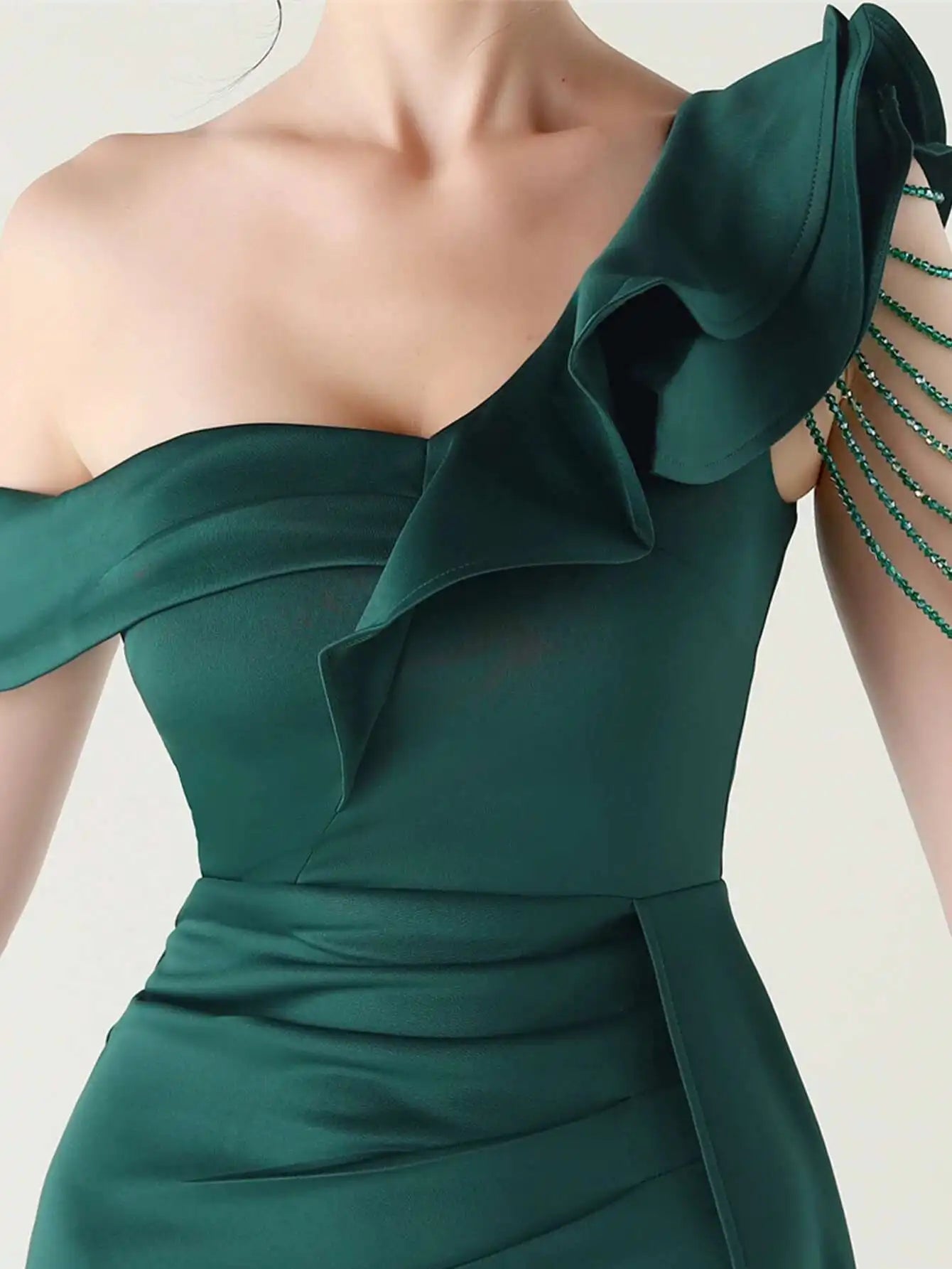 Elegant Luxury Rhinestone One-Shoulder Backless Evening Dresses
