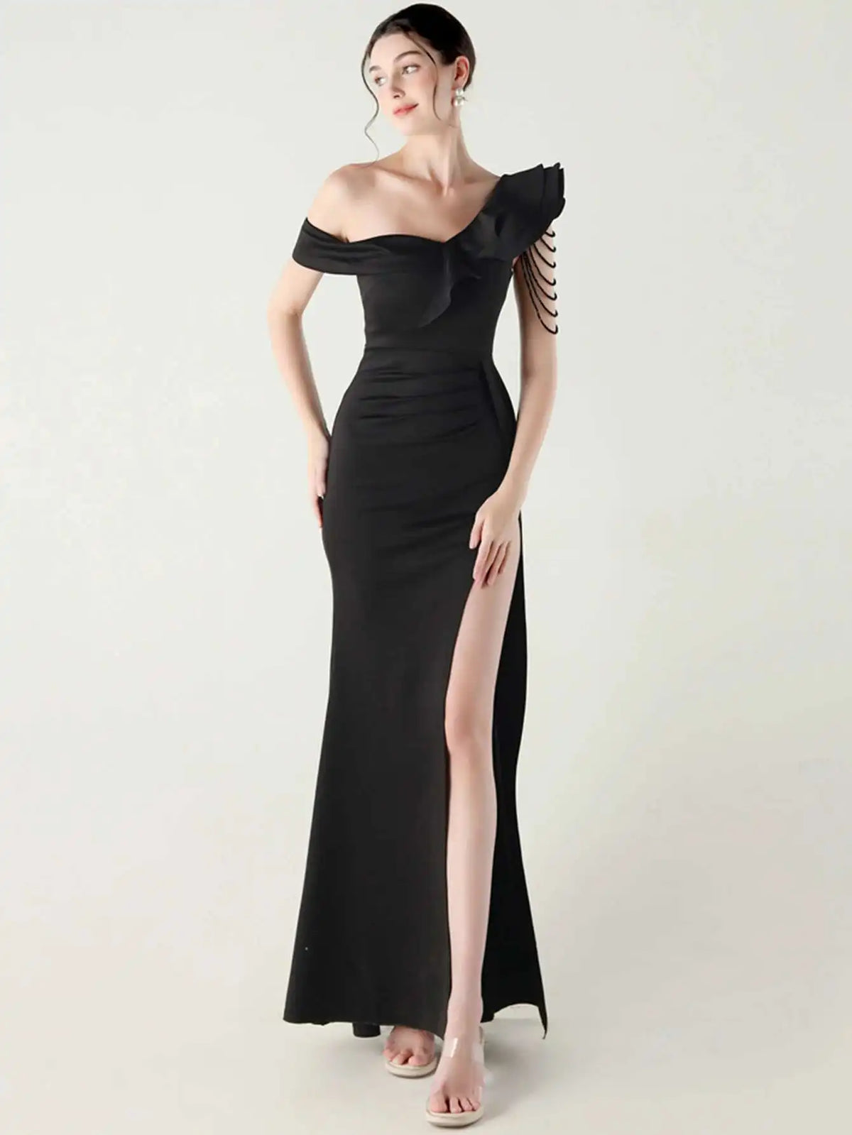 Elegant Luxury Rhinestone One-Shoulder Backless Evening Dresses