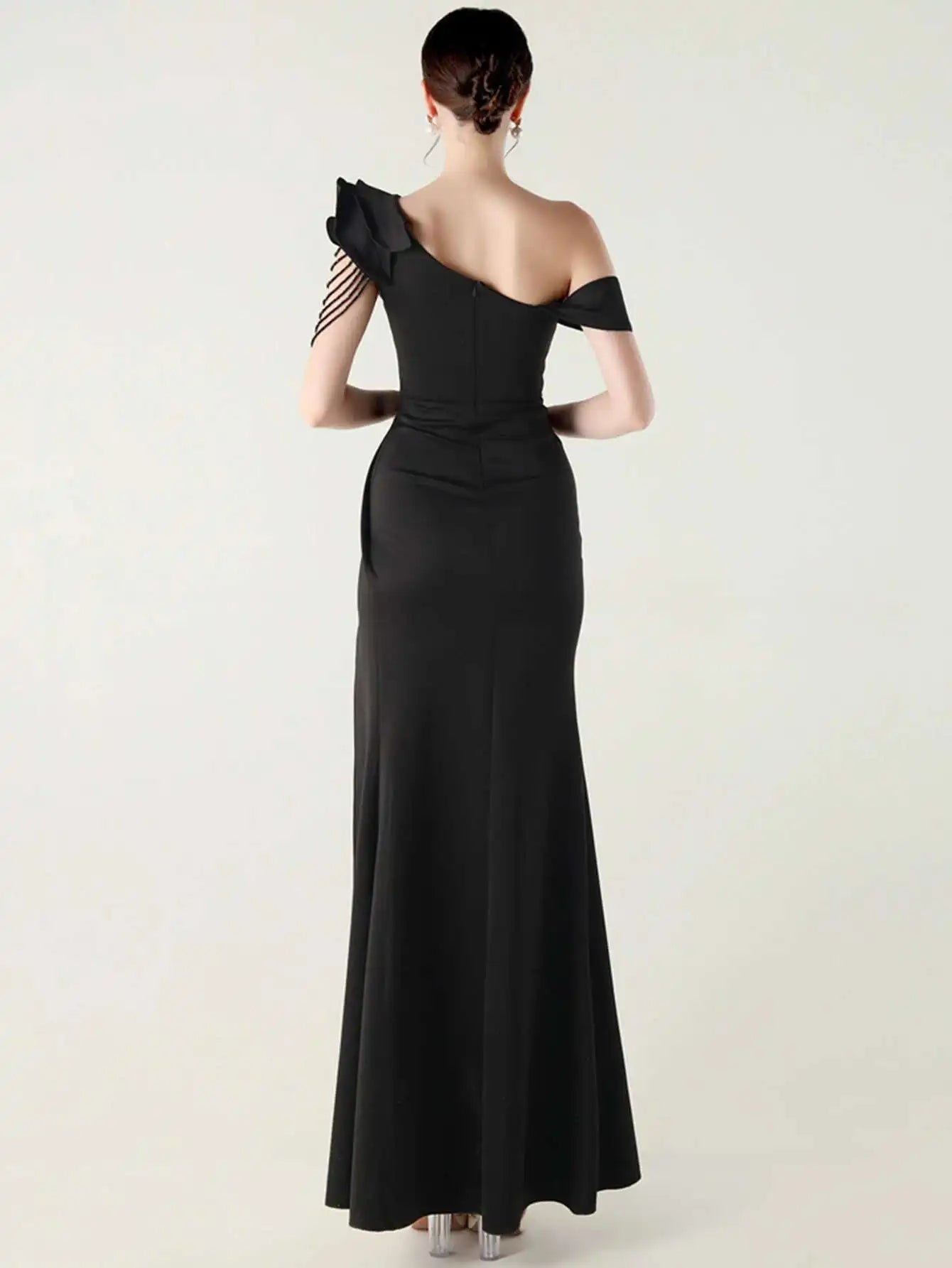 Elegant Luxury Rhinestone One-Shoulder Backless Evening Dresses