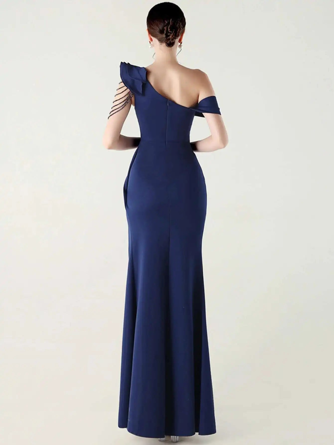 Elegant Luxury Rhinestone One-Shoulder Backless Evening Dresses