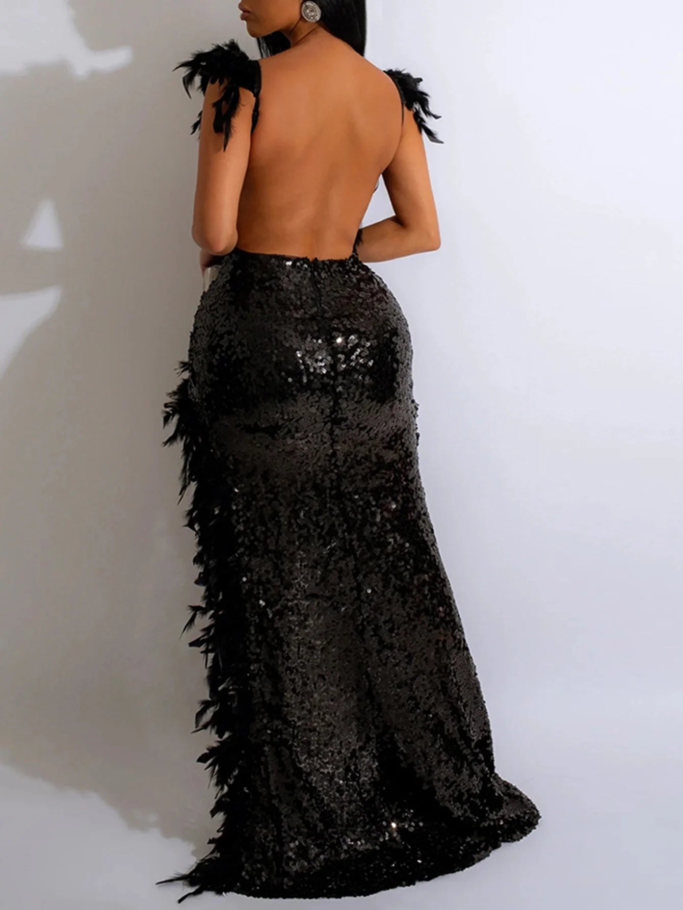 Elegant Luxury Sequin Bodycon Shiny Club Birthday Party Maxi Dres