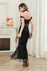 Elegant Luxury Tassel Bandage long Dress Formal Occasion Birthday Evening Cocktail Party Evening Dresses Vestidos