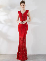 Elegant Luxury V-Neck Sequin Birthday Party Maxi Dress