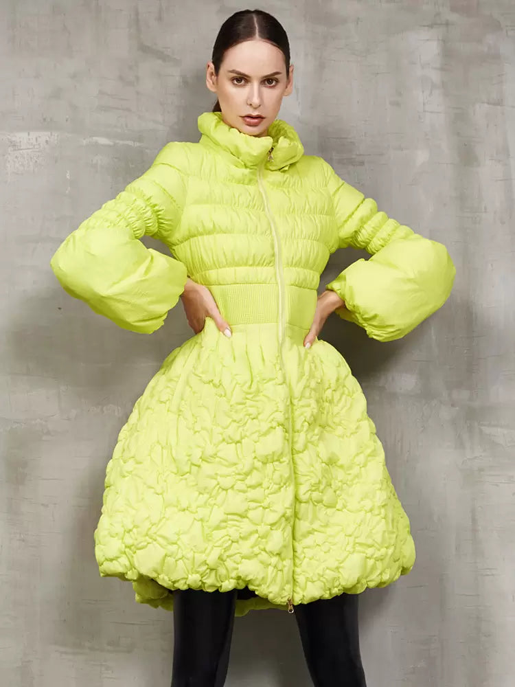 Elegant Medium Stand Collar Duck Down Solid Color Jacket