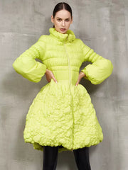 Elegant Medium Stand Collar Duck Down Solid Color Jacket
