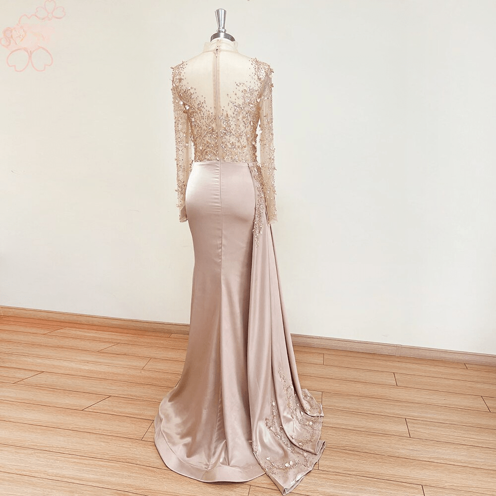 Elegant Mermaid Long Sleeves Evening Night Dress for Women