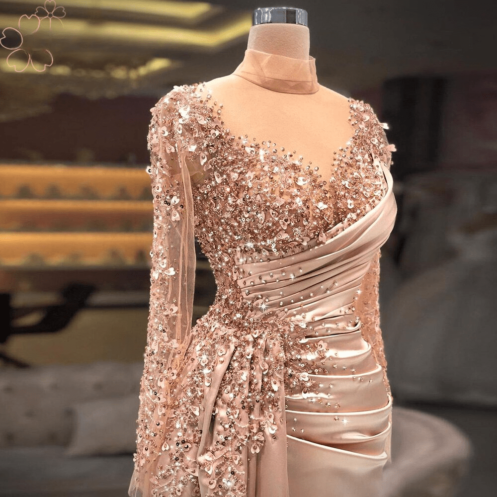 Elegant Mermaid Long Sleeves Evening Night Dress for Women