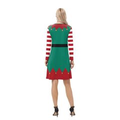 Elegant Merry Christmas 3D Printing Long Sleeve Mini Dress