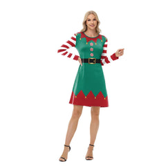 Elegant Merry Christmas 3D Printing Long Sleeve Mini Dress