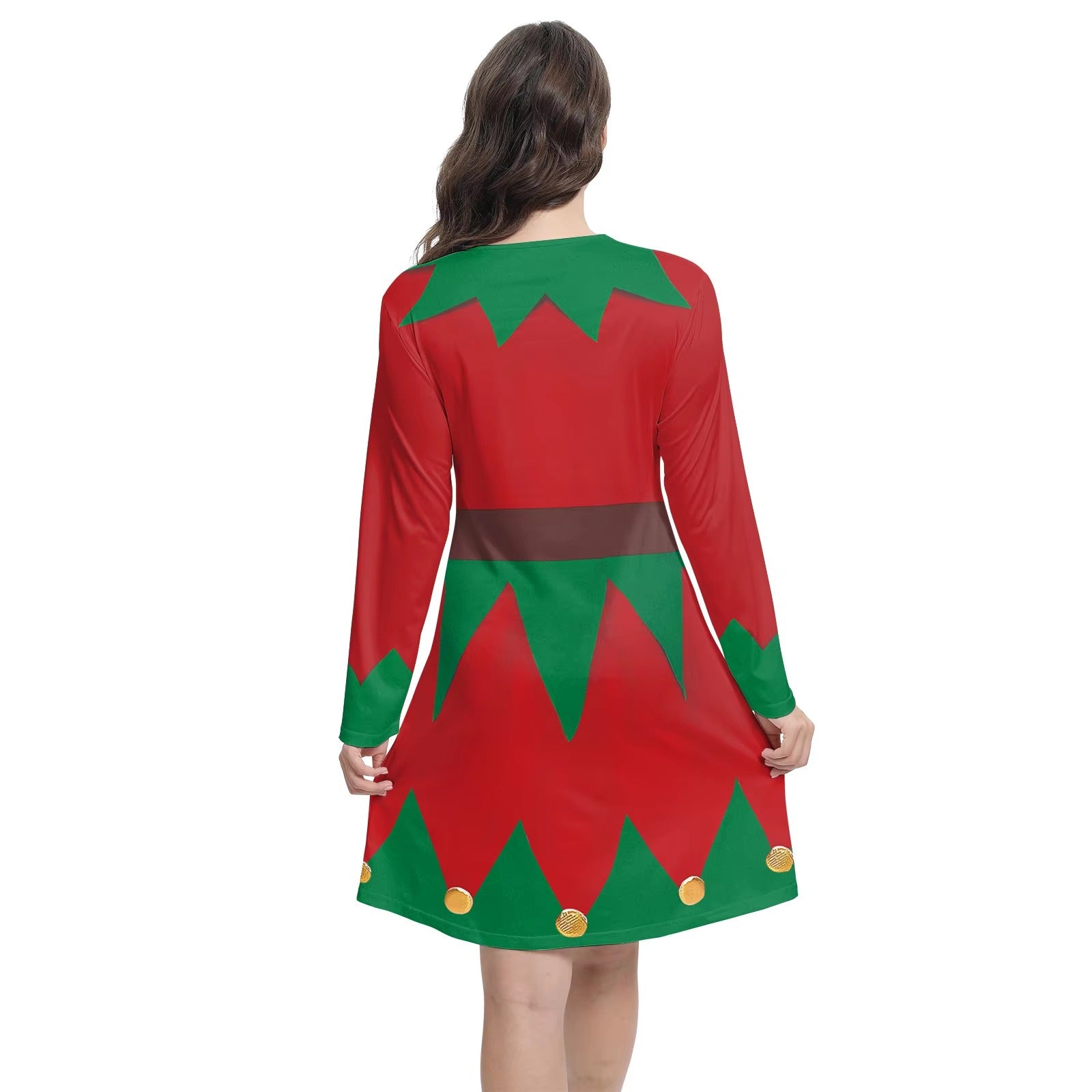 Elegant Merry Christmas 3D Printing Long Sleeve Mini Dress