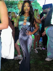 Elegant Metal Buckle Ankle-Length Tight Stretch Long Bodycon Dress