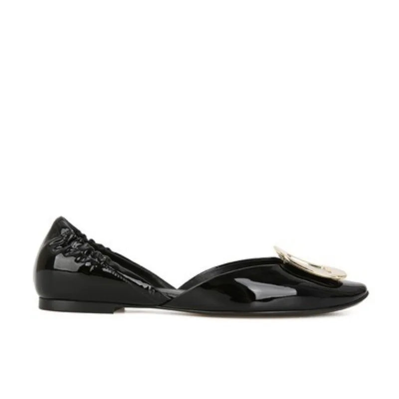 Elegant Metal Buckle Decoration Low Heel