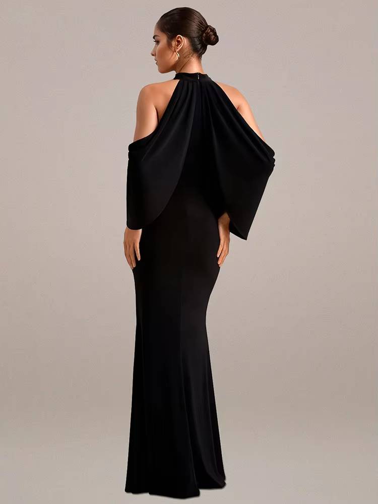 Elegant O-Neck Celebrity Evening Floor-Length Maxi Dress