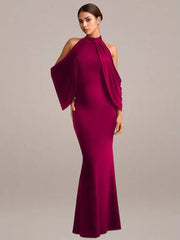 Elegant O-Neck Celebrity Evening Floor-Length Maxi Dress