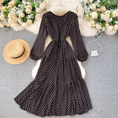 Elegant O Neck Lace Up A-Line Floral Dresses