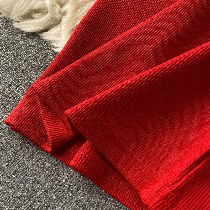 Elegant O Neck Long Sleeve Solid Pencil  Knitted Bodycon Sweater Dresses